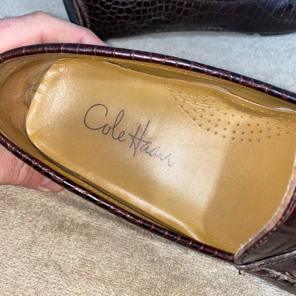 Cole Haan Men’s Brown Croc Embossed Leather Bit Loafers Size 9.5 M Dress Shoes main image 5
